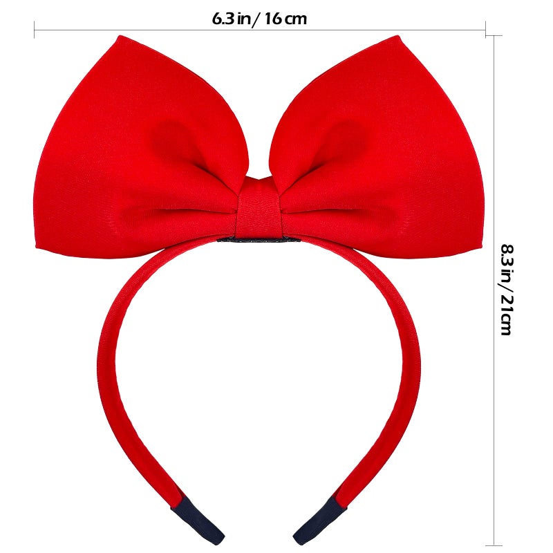 Bnikion Red Bow Headband Red Bowknot Headband for Women Gril Christmas Halloween Cosplay Headwear - Image 3